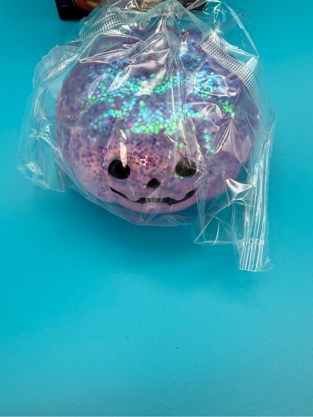 Purple Glitter Pumpkin Squishy Stress Toy  for Halloween